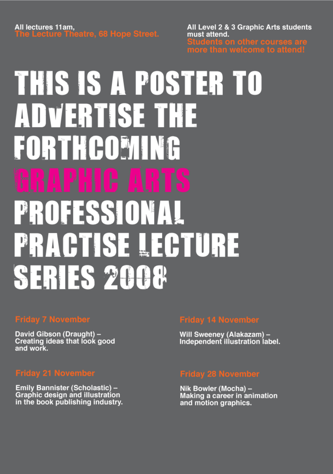 Lecture Poster Leanne Kerwin Graphic Design Portfolio
